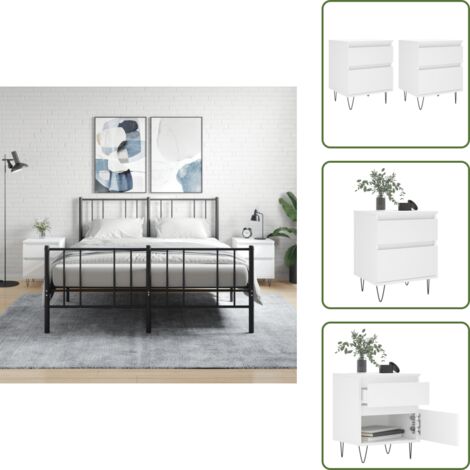Comodino con scomparto - vidaXL Comodini 2pz Bianchi 40x35x50 cm in Legno Multistrato - Comodino per interni