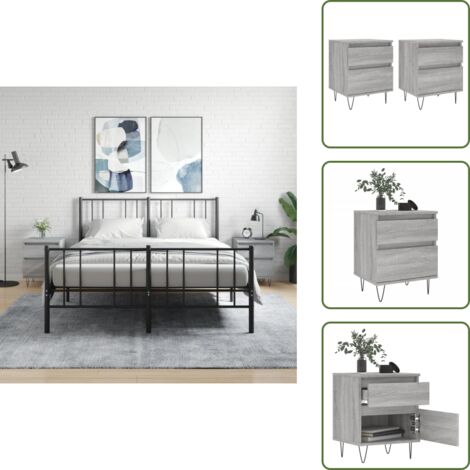 Comodino con scomparto - vidaXL Comodini 2pz Grigio Sonoma 40x35x50 cm in Legno Multistrato - Comodino da interno