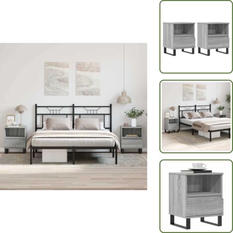 Comodino con scomparto - vidaXL Comodini 2pz Grigio Sonoma 40x35x50 cm in Legno Multistrato - Comodino da interno