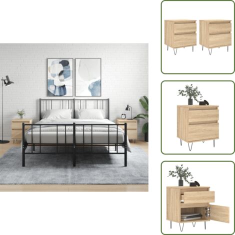 Comodino con scomparto - vidaXL Comodini 2pz Rovere Sonoma 40x35x50 cm in Legno Multistrato - Comodino in legno multistrato
