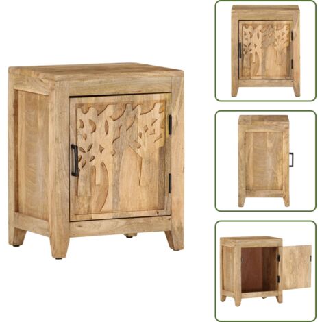 Comodino con scomparto - vidaXL Comodino 40x30x50 cm in Legno Massello di Mango -