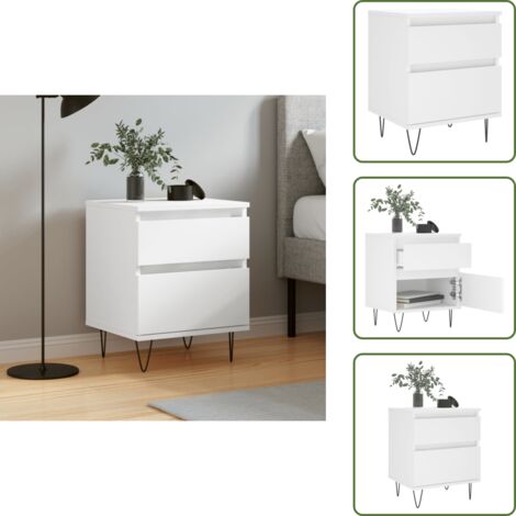 Comodino con scomparto - vidaXL Comodino Bianco 40x35x50 cm in Legno Multistrato - Comodino per interni
