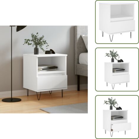Comodino con scomparto - vidaXL Comodino Bianco 40x35x50 cm in Legno Multistrato - Comodino per interni