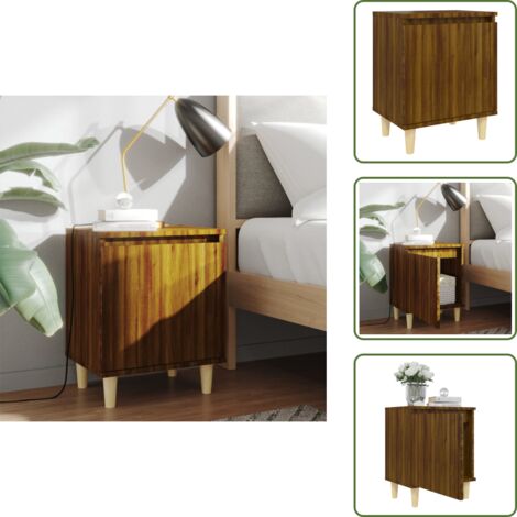 Comodino con scomparto - vidaXL Comodino con Gambe in Legno Massello Rovere Marrone 40x35x50 cm -