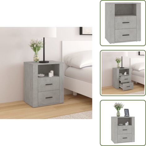 Comodino con scomparto - vidaXL Comodino Grigio Cemento 50x36x60 cm in Legno Multistrato - Comodino per interni