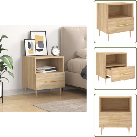 Comodino con scomparto - vidaXL Comodino Rovere Sonoma 40x35x47,5 cm in Legno Multistrato - Comodino in legno multistrato