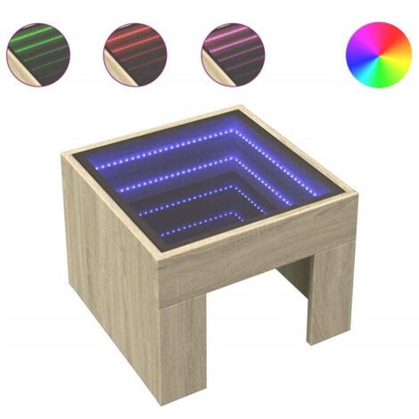 Comodino con specchio LED 40 x 40 x 30 cm derivati del legno e vetro DEC033144