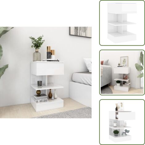 Comodino con struttura robusta - vidaXL Comodino Bianco Lucido 40x35x65 cm in Truciolato -
