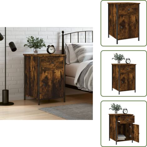 Comodino con viti regolabili - vidaXL Comodino Rovere Fumo 40x42x60 cm Legno Multistrato - Comodino con piano espositivo