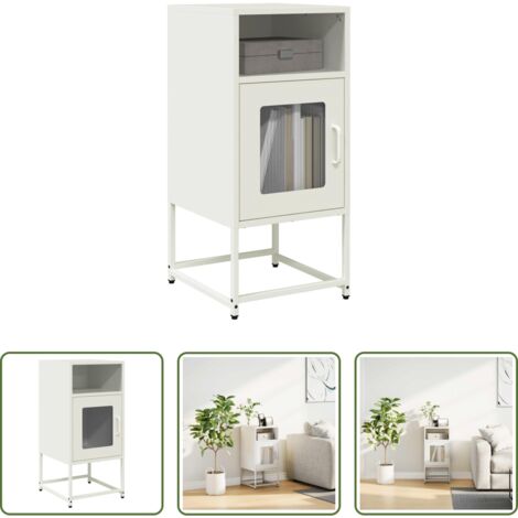 Comodino da bagno -  Comodino Bianco 36x39x78 cm in Acciaio Laminato a Freddo