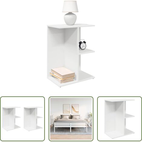 Comodino da camera -  Comodini 2 pz Bianchi 46,5x29x61 cm in Legno Multistrato