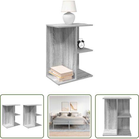 Comodino da camera - Comodini 2 pz Grigio Sonoma 46,5x29x61 cm in Legno Multistrato