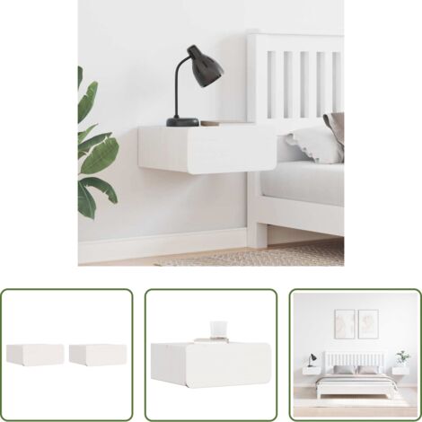 Comodino da camera da letto -  Comodino 2 pcs Bianco 39 x 34 x 16,5 cm Legno di pino massello