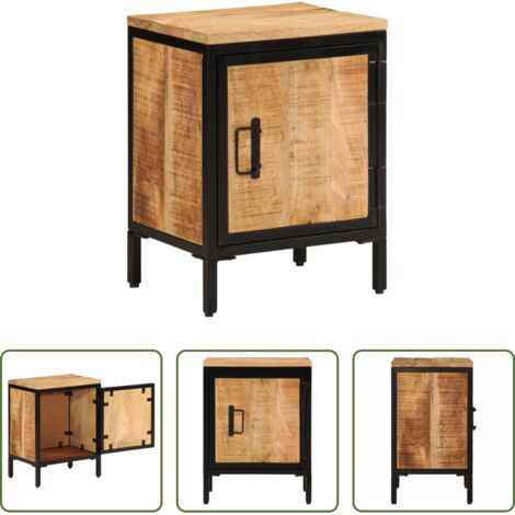 Comodino da camera da letto -  Comodino 40x30x52,5 cm in Legno Massello di Mango Grezzo