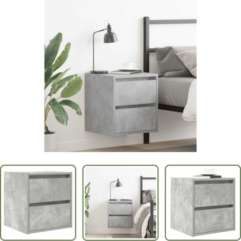 Comodino da camera da letto -  Comodino a Muro Grigio Cemento 38x34x40 cm