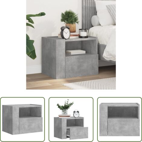 Comodino da camera da letto -  Comodino a Muro Grigio Cemento 45x30x35 cm