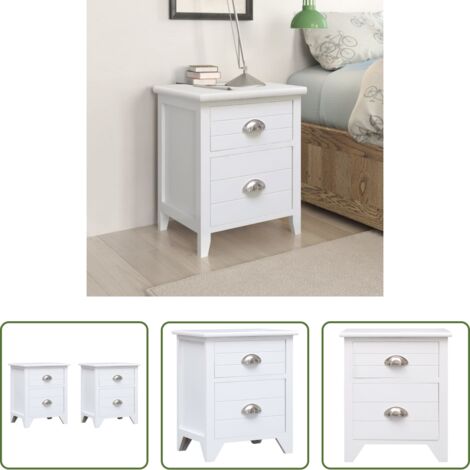 Comodino da camera da letto -  Set Comodini 2 pz con 2 Cassetti Bianchi