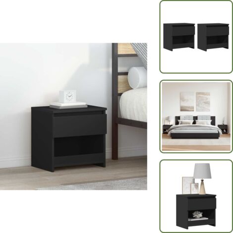 Comodino da camera da letto - vidaXL Comodini 2 pz Neri 40x30x39 cm in Legno Multistrato - Comodino da soggiorno