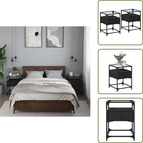 Comodino da camera da letto - vidaXL Comodini 2 pz Neri 40x40x55 cm in Legno Multistrato - Comodino da soggiorno