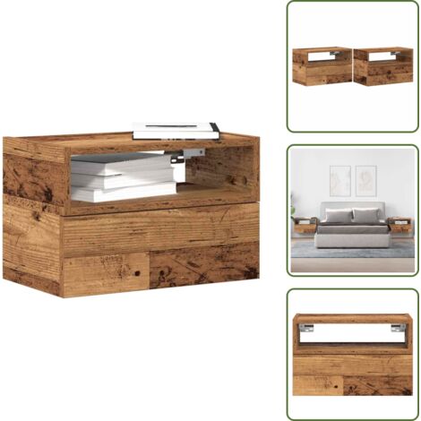 Comodino da camera da letto - vidaXL Comodini a Muro 2 pz Legno Antico 45x26x28,5 cm - Armadio a parete