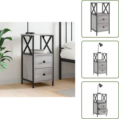 Comodino da camera da letto - vidaXL Comodino Grigio Sonoma 34x35,5x70 cm in Legno Multistrato - Comodino in legno multistrato