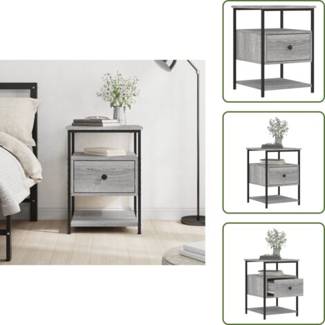 Comodino da camera da letto - vidaXL Comodino Grigio Sonoma 40x42x56 cm in Legno Multistrato - Comodino in legno multistrato