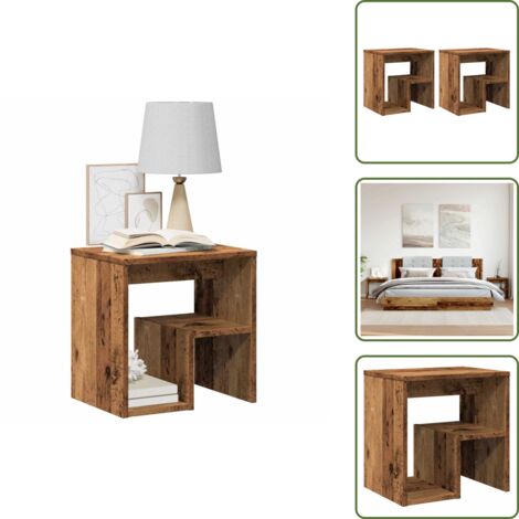 Comodino da camera - vidaXL Comodini Legno Antico 2 pz 40x30x40 cm in Legno Multistrato - Comodino da soggiorno