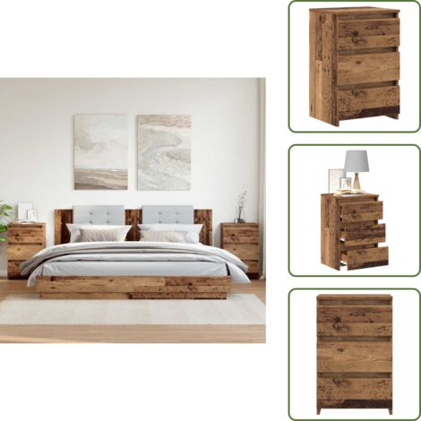 Comodino da camera - vidaXL Comodini Legno Antico 2 pz 40x35x62,5 cm in Legno Multistrato - Comodino da soggiorno