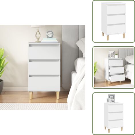 Comodino da camera - vidaXL Comodino Bianco 40x35x70 cm in Legno Multistrato - Comodino con cassetti