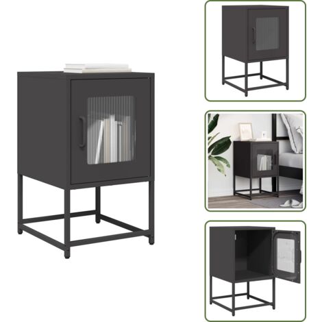 Comodino da cucina - vidaXL Comodino Nero 36x39x60,5 cm in Acciaio Laminato a Freddo - Armadietto