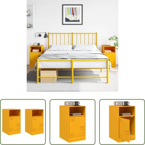 Comodino da interno -  Comodini 2 pz Giallo Senape 34,5x39x62 cm in Acciaio