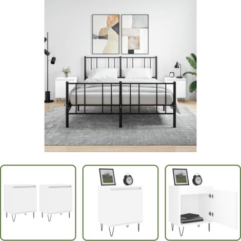 Comodino da letto -  Comodini 2 pz Bianchi 40x30x50 cm in Legno Multistrato