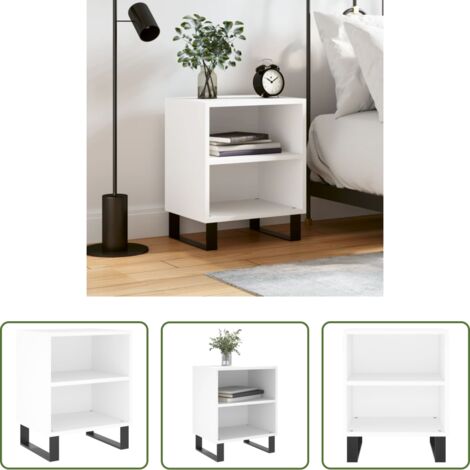 Comodino da letto -  Comodino Bianco 40x30x50 cm in Legno Multistrato