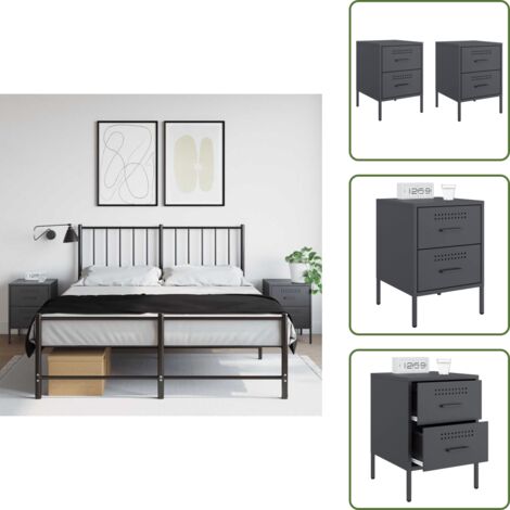 Comodino da letto - vidaXL Comodini 2 pz Antracite 36x39x50,5 cm in Acciaio - Comodino salotto