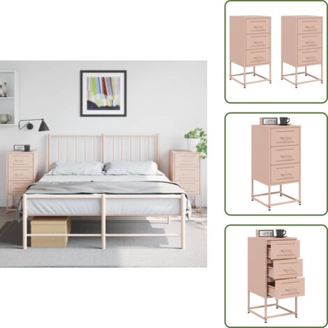 Comodino da letto - vidaXL Comodini 2 pz Rosa 36x39x78 cm in Acciaio - Comodino da salotto