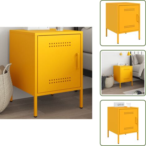 Comodino da letto - vidaXL Comodino Giallo Senape 36x39x50,5 cm in Acciaio - Comodino da salotto