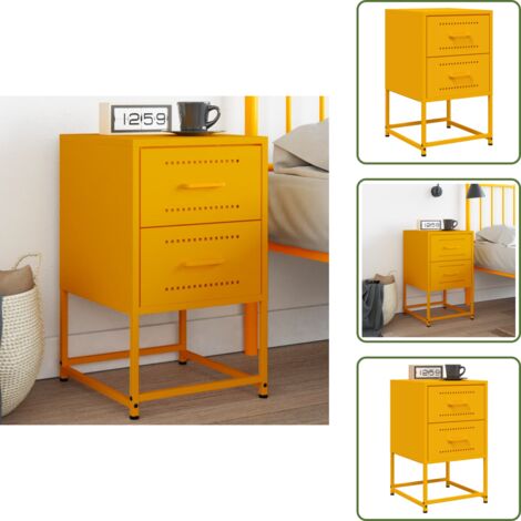 Comodino da letto - vidaXL Comodino Giallo Senape 36x39x60,5 cm in Acciaio - Comodino salotto