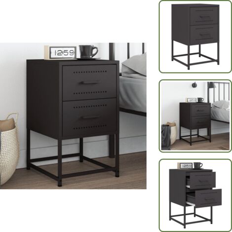 Comodino da letto - vidaXL Comodino Nero 36x39x60,5 cm in Acciaio - Comodino salotto