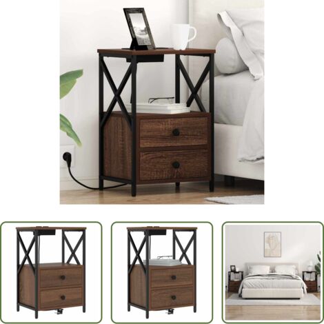 Comodino da notte -  Armadio da Notte con cassetto Rovere Marrone 40 x 31 x 60 cm