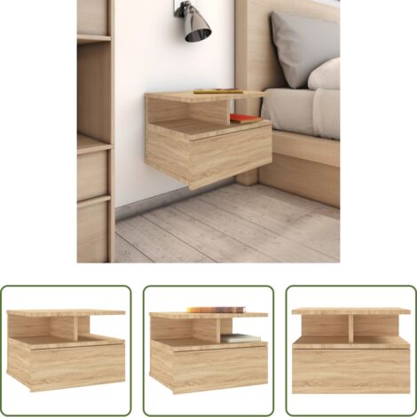 Comodino da notte -  Comodino Pensile Rovere Sonoma 40x31x27 cm in Legno Multistrato