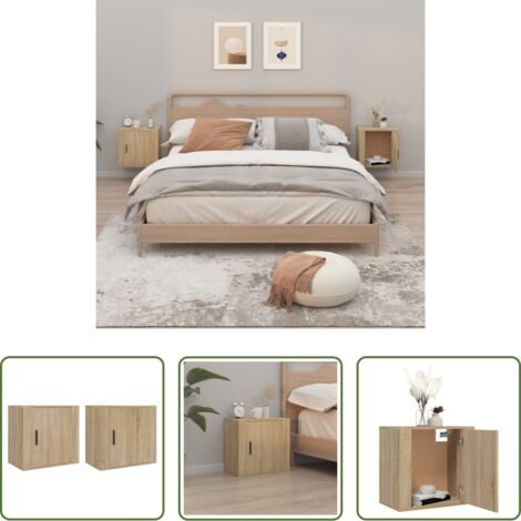 Comodino da parete -  Comodini a Muro 2 pz Rovere Sonoma 50x30x47 cm