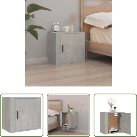 Comodino da parete -  Comodino a Muro Grigio Cemento 50x30x47 cm