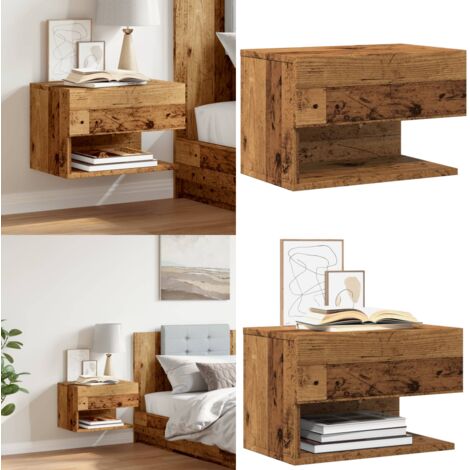 Comodino da Parete Legno Antico - Comodino a sospensione - Comodino in truciolato