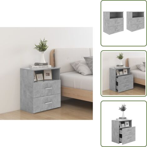Comodino da parete - vidaXL Comodini 2 pz Grigio Cemento 50x32x60 cm - Comodino grigio cemento