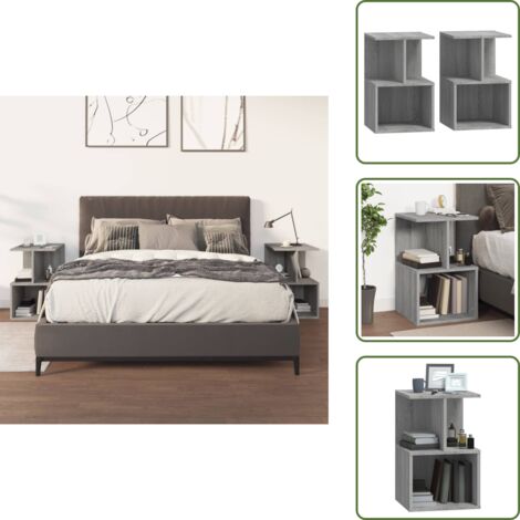 Comodino da parete - vidaXL Comodini 2 pz Grigio Sonoma 35x35x55 cm in Legno Multistrato - Comodino con vano