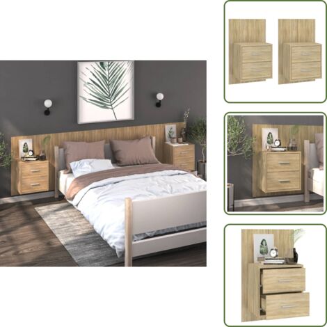 Comodino da parete - vidaXL Comodini a Muro 2 pz Rovere Sonoma - Armadio da parete