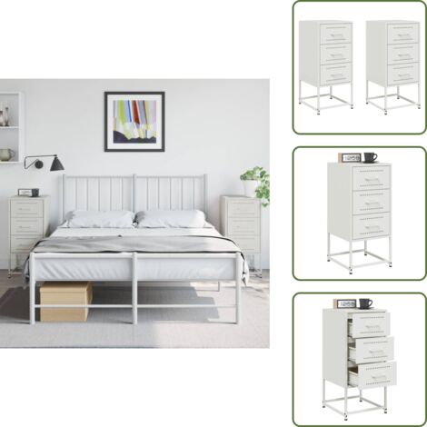 Comodino da salotto - vidaXL Comodini 2 pz Bianchi 36x39x78 cm in Acciaio - Comodino con ripiano