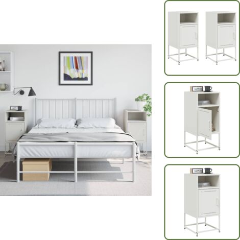 Comodino da salotto - vidaXL Comodini 2 pz Bianchi 36x39x78 cm in Acciaio - Comodino con ripiano