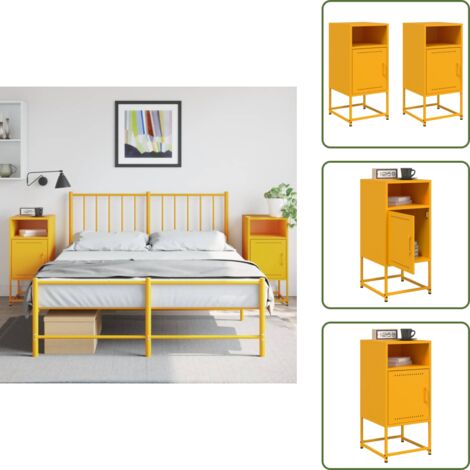 Comodino da salotto - vidaXL Comodini 2 pz Giallo Senape 36x39x78 cm in Acciaio - Comodino da studio