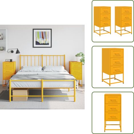 Comodino da salotto - vidaXL Comodini 2 pz Giallo Senape 36x39x78 cm in Acciaio - Comodino da studio
